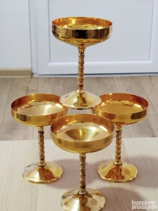 Vintaž 4 čaše markirane Famipa Prizren pozlata