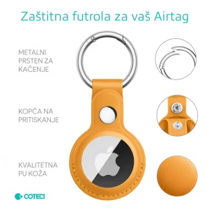 Kozna futrola za airTag zuta - NOVO