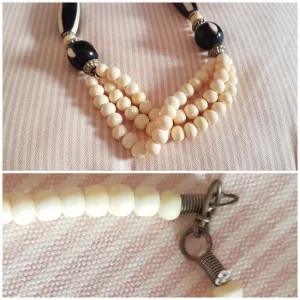 Vintage ogrlica drvo/ kamen francuska