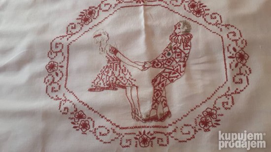 Prelep nadstolnjak vez na platnu heklana cipka 90x90cm.nov