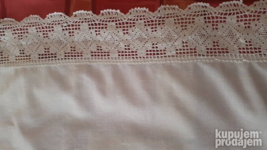 Prelep nadstolnjak vez na platnu heklana cipka 90x90cm.nov
