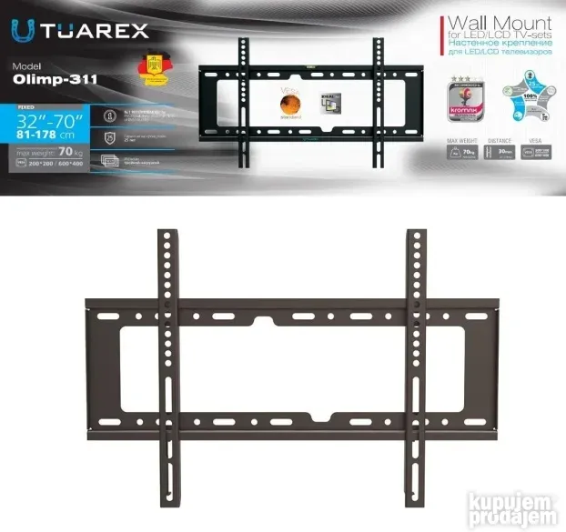 Zidni nosač televizora do 70 kg za TV od 32"-70" OLIMP-311