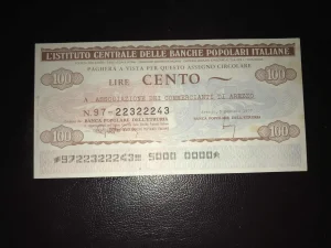 Italija 100 lira.  -  ček.(3).