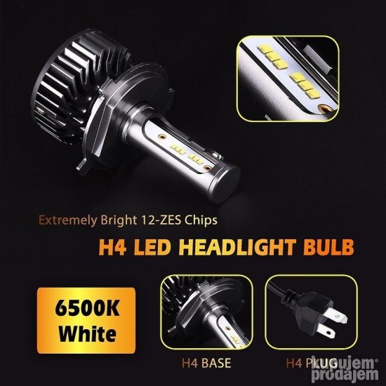 Led H4 PHI Zes chip 8000LM EXTRA KVALITET Garancija