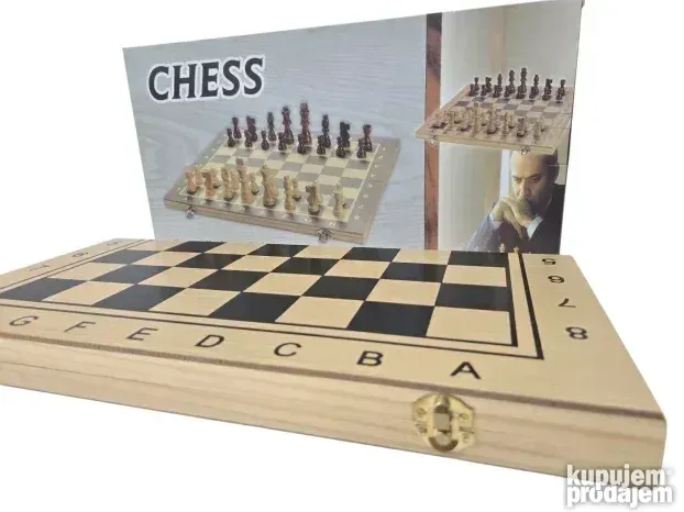 NOVO! Drveni sah drustvena igra Šah sa figurama 48 x 48 cm t