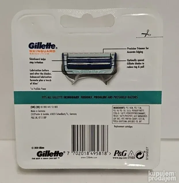 Gillette SkinGuard Sensitive 8 patrona u pakovanju