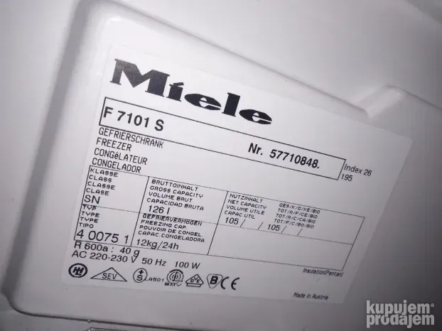 Miele zamrzivač 126 litara F7101S made in Austria РЕЗЕРВИСАН