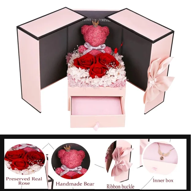 Ukrasna poklon kutija za nakit sa medom i konzervir. ružom