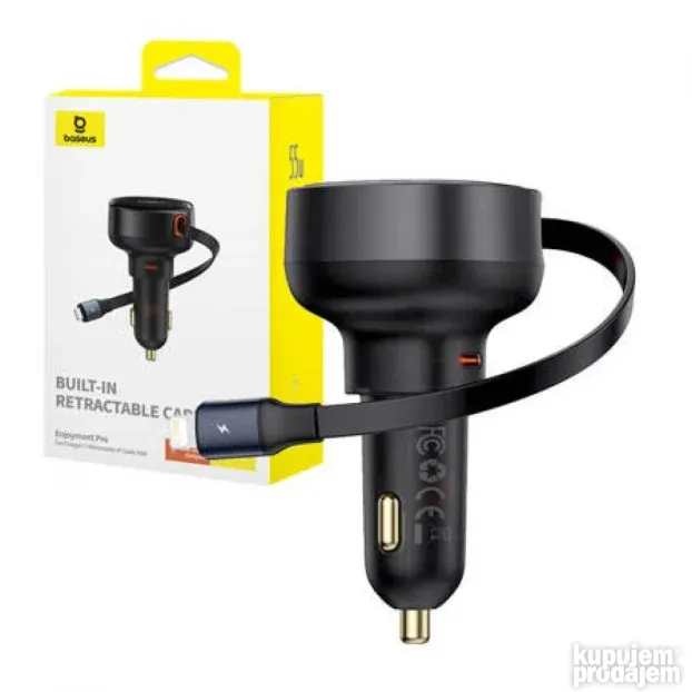 Baseus Enjoyment Pro Car Charger 1Xusb+ Extendable Usb-C/Li