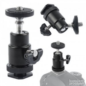 Hot shoe stopa adapter sa kugličnom glavom 1/4" navoj 360st.
