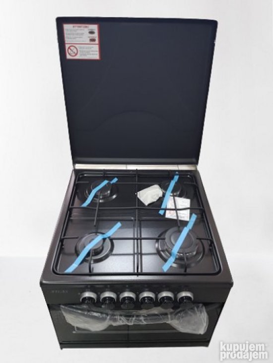 Plinski šporet sa plinskom rernom rerna 4 ring gas NOVO CRNA ...