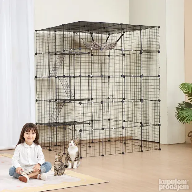 VEVOR veliki kavez za mačke sa 4 nivoa, 137 x 104 x 175 cm