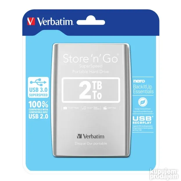 Eksterni Hard Disk VERBATIM Store n Go 2TB USB 3.0 Silver