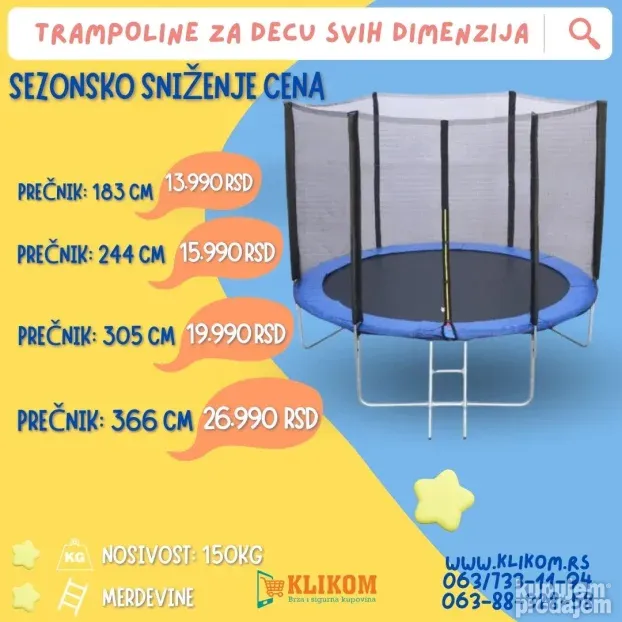 Tramboline sa merdevinama 183, 305 i 366cm TOP KVALITET