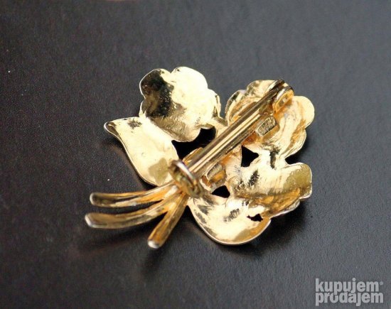 Vintage Broš Trobojni Buket Gold Tone