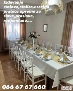izdavanje stolica,stolova,escajga