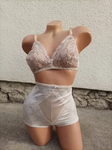 Vintage Bež Set Grudnjak i Duboke Gaćice M