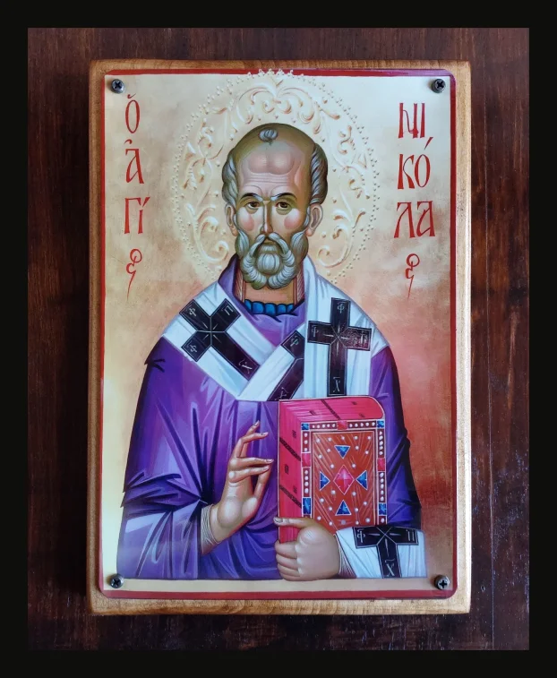 Sv. Nikola Ikona aluminijum drvo + poklon