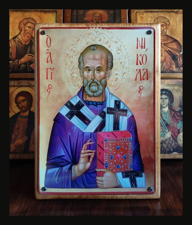 Sv. Nikola Ikona aluminijum drvo + poklon