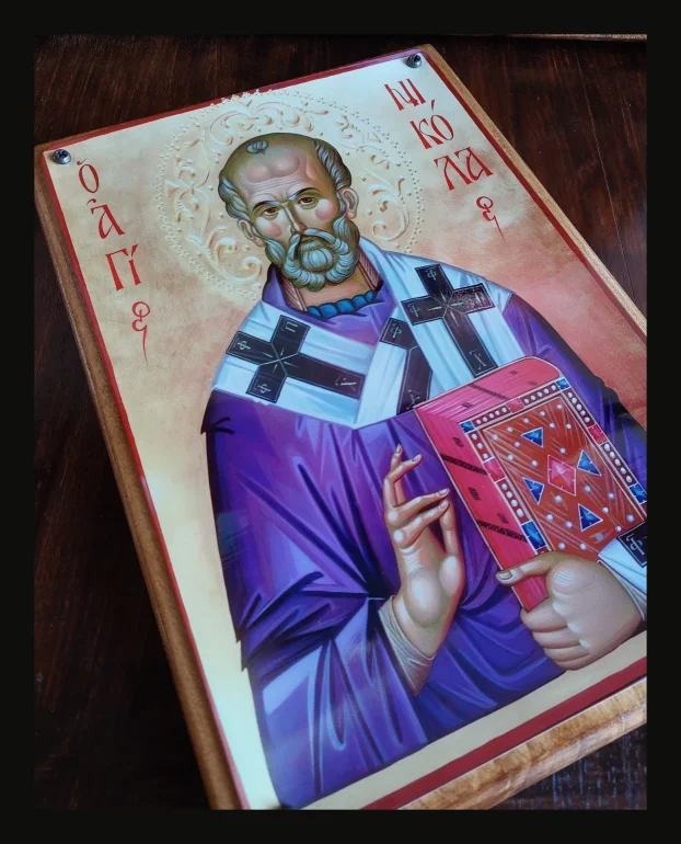 Sv. Nikola Ikona aluminijum drvo + poklon