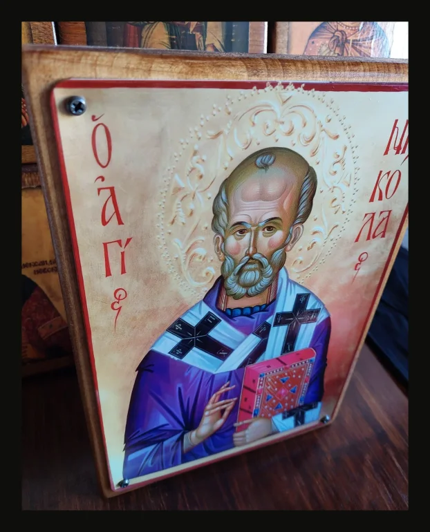 Sv. Nikola Ikona aluminijum drvo + poklon