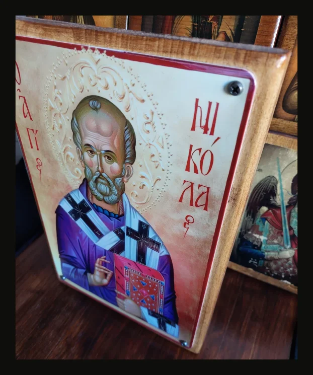 Sv. Nikola Ikona aluminijum drvo + poklon