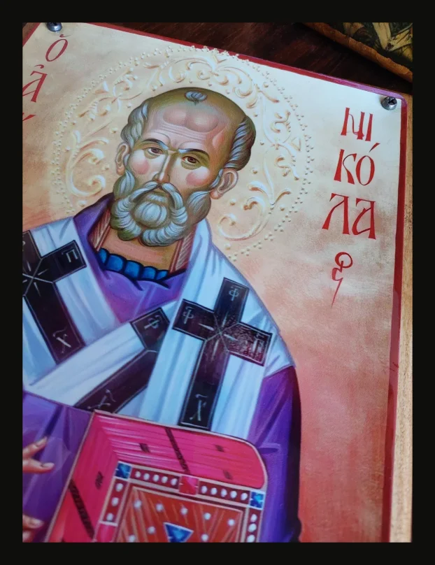 Sv. Nikola Ikona aluminijum drvo + poklon