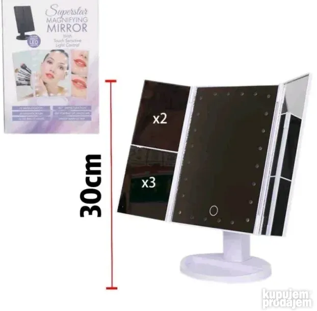 Trodelno LED ogledalo