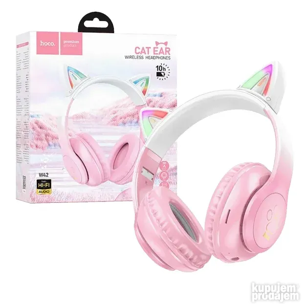Hoco W42 Cat Ears, Cherry Blossom - bežične stereo slušalice