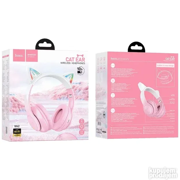 Hoco W42 Cat Ears, Cherry Blossom - bežične stereo slušalice