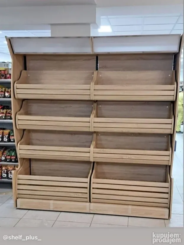 Police, gondole(ostrva) za voće i povrće, hleb i peciva