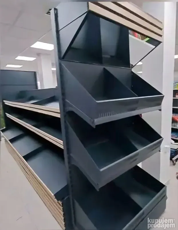 Police, gondole(ostrva) za voće i povrće, hleb i peciva