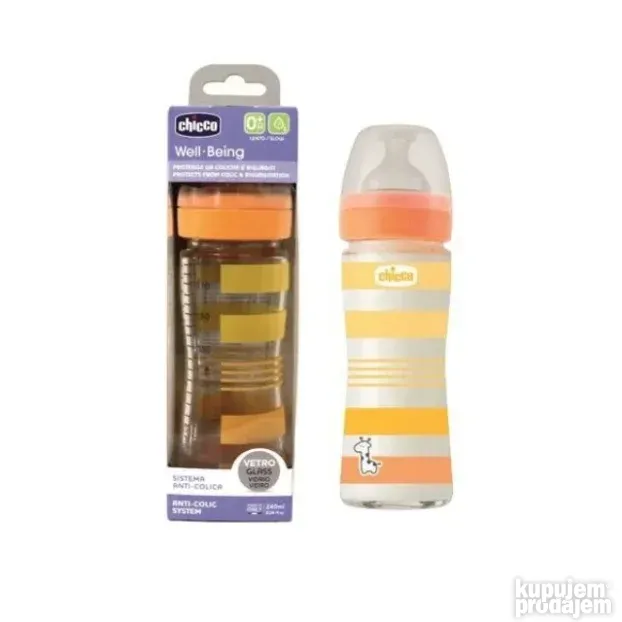 Chicco wb staklena flašica 240ml, silikon,uni.