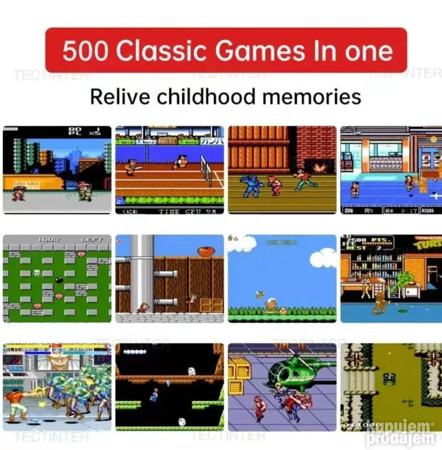 Retro mini konzola - 500 igrica - za 2 igrača