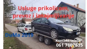Usluge prevoza i iznajmljivanje.šlep prikolica,kombi,prikoli