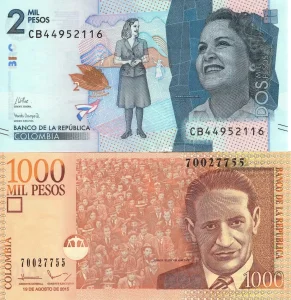 COLOMBIA Kolumbija set 1000 i 2000 Pesos 2015/2021 UNC