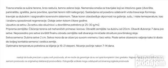 Grune Oase Travna smesa 10kg za susne terene