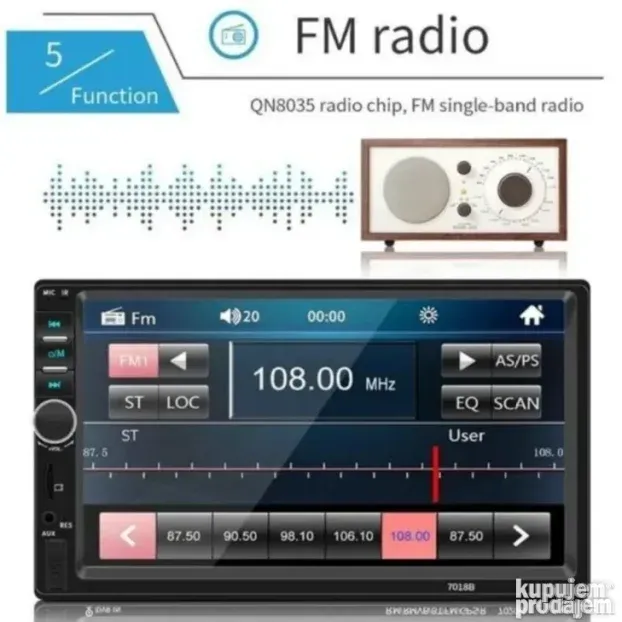 Multimedia auto radio Sistem 7018b TFT dis 7 inci multimedia