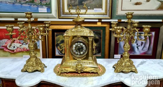 Exkluzivan stari raskosni kaminski sat sa ciracima - Gold br