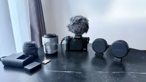 Canon M50 Kit + Viltrox 23mm f1.4 + Adapteri & Boya mikrofon