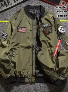 Men'S Casual Loose Fit Bomber Jacket