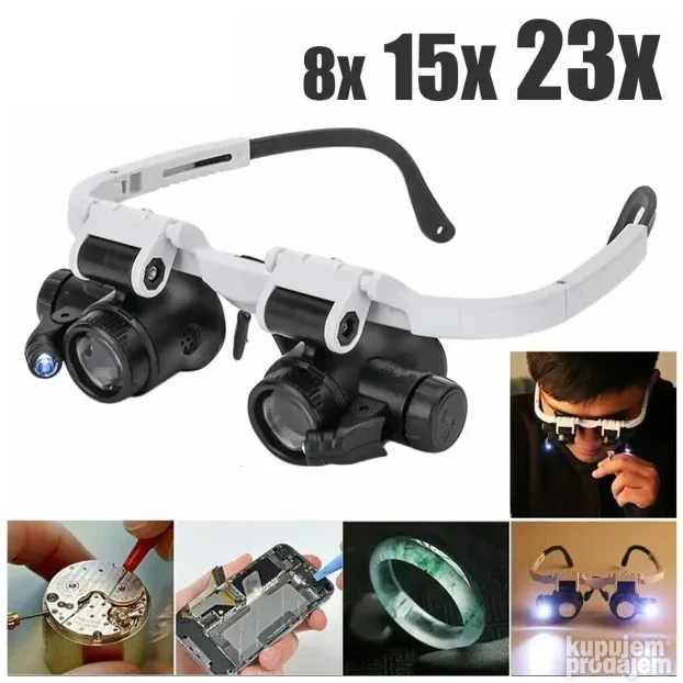 2X LED Lupa za Popravku Satova i Nakit Povećanje 8X 15X