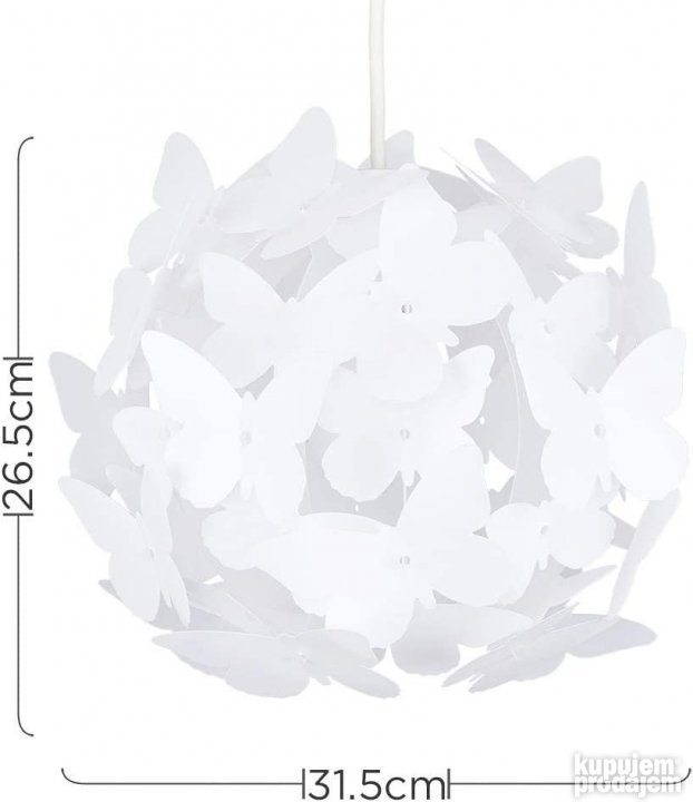 Abazur za Luster beli sa leptirima