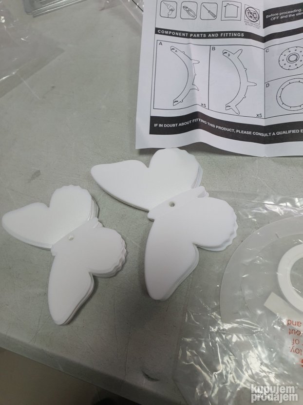 Abazur za Luster beli sa leptirima