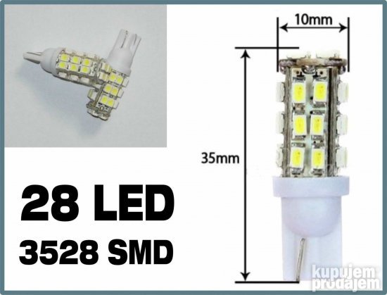 LED Sijalica - T10 pozicija - 28 dioda - 1 komad
