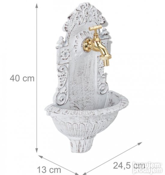 Retro Zidni Lavabo sa Slavinom 40x24.5x13cm- Relaxdays