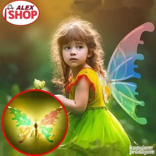 Velika svetleća krila leptira koja mašu i sviraju