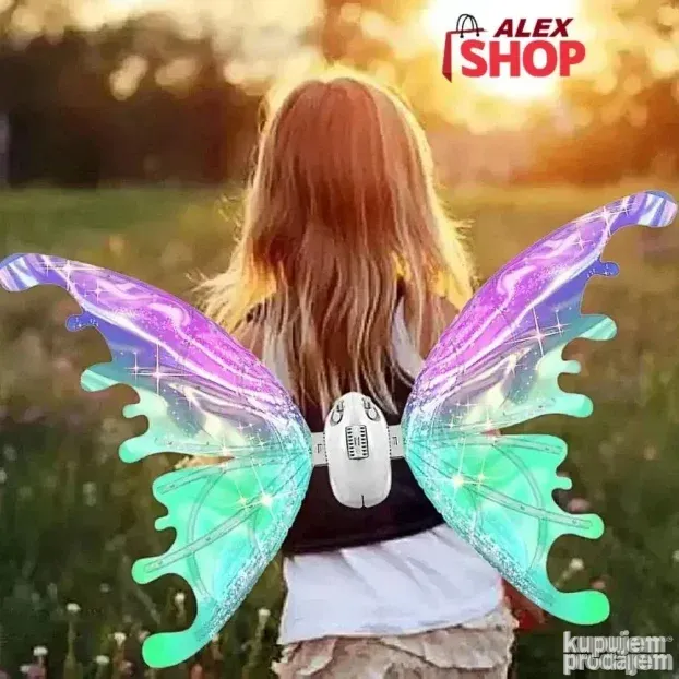 Velika svetleća krila leptira koja mašu i sviraju