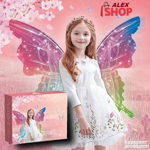 Velika svetleća krila leptira koja mašu i sviraju