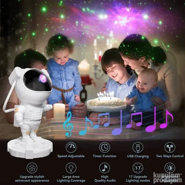 Projektor zvezdano nebo Astronaut 23cm GALAXY Lampa VECI